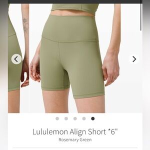 Lululemon Rosemary Green Align High Rise Short 6” (6)